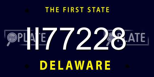 II77228 Delaware License Plate