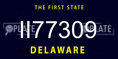 II77309 Delaware License Plate