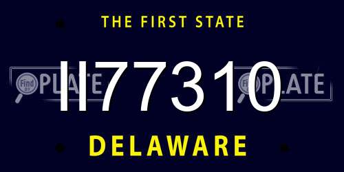 II77310 Delaware License Plate