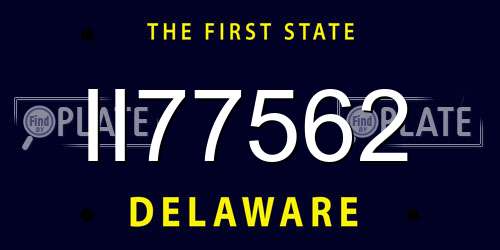 II77562 Delaware License Plate