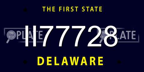 II77728 Delaware License Plate