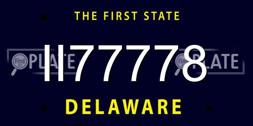 II77778 Delaware License Plate