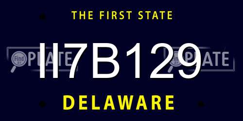 II7B129 Delaware License Plate