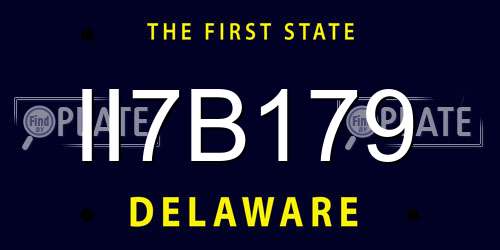 II7B179 Delaware License Plate