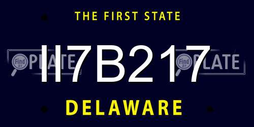 II7B217 Delaware License Plate