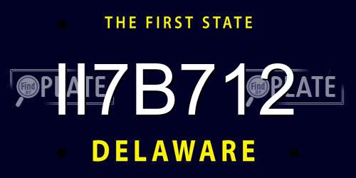 II7B712 Delaware License Plate