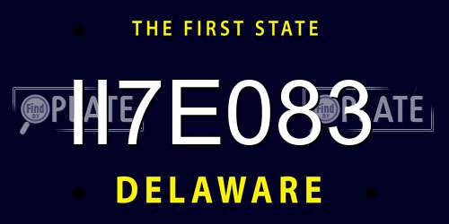 II7E083 Delaware License Plate