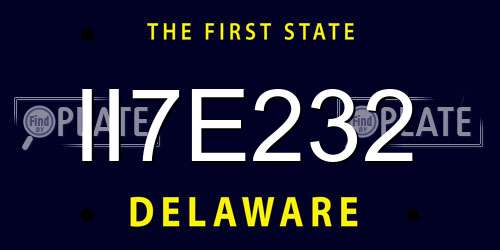 II7E232 Delaware License Plate