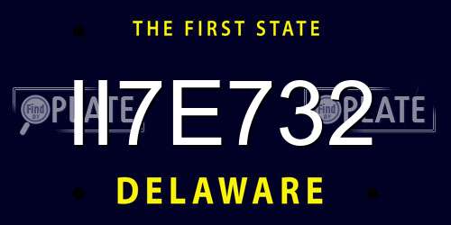 II7E732 Delaware License Plate