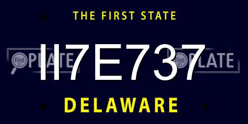 II7E737 Delaware License Plate