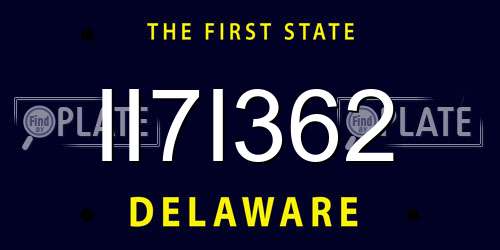 II7I362 Delaware License Plate