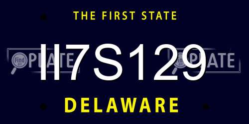 II7S129 Delaware License Plate