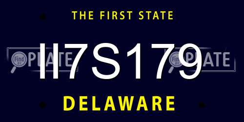 II7S179 Delaware License Plate