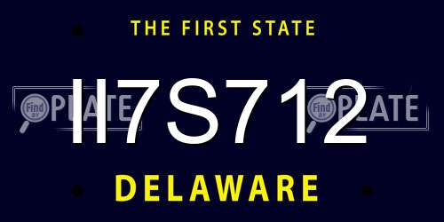 II7S712 Delaware License Plate