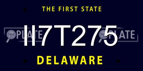 II7T275 Delaware License Plate