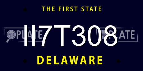 II7T308 Delaware License Plate