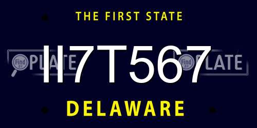 II7T567 Delaware License Plate