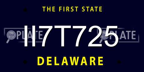 II7T725 Delaware License Plate