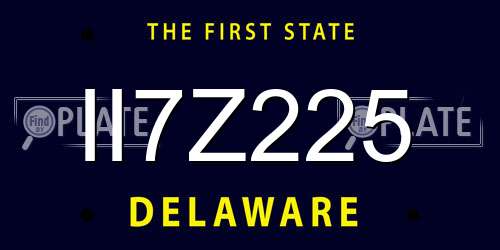 II7Z225 Delaware License Plate