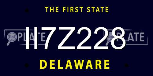 II7Z228 Delaware License Plate
