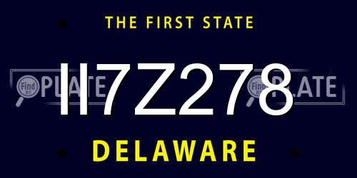 II7Z278 Delaware License Plate