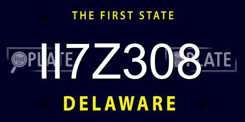 II7Z308 Delaware License Plate