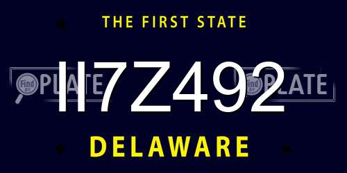 II7Z492 Delaware License Plate
