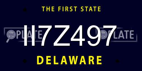 II7Z497 Delaware License Plate