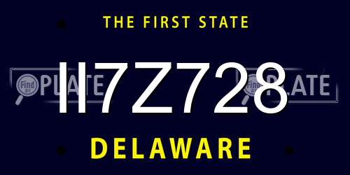 II7Z728 Delaware License Plate