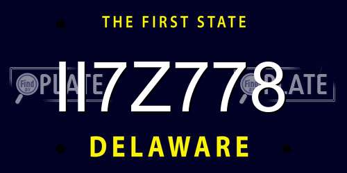 II7Z778 Delaware License Plate