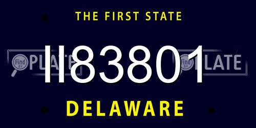 II83801 Delaware License Plate