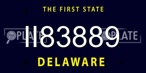 II83889 Delaware License Plate