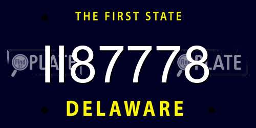 II87778 Delaware License Plate