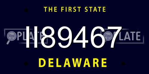 II89467 Delaware License Plate