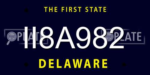 II8A982 Delaware License Plate