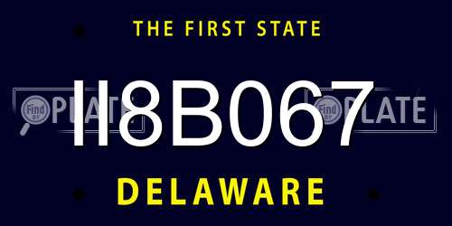 II8B067 Delaware License Plate