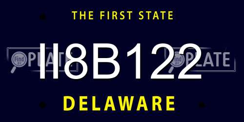 II8B122 Delaware License Plate