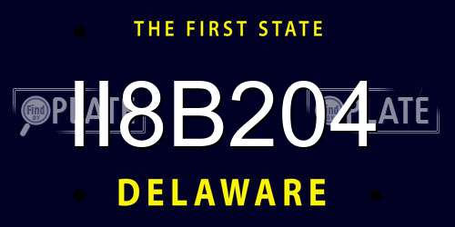 II8B204 Delaware License Plate