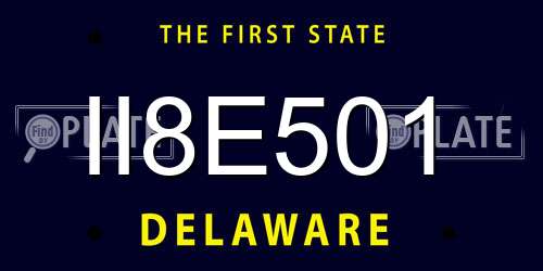 II8E501 Delaware License Plate