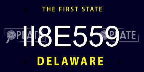 II8E559 Delaware License Plate