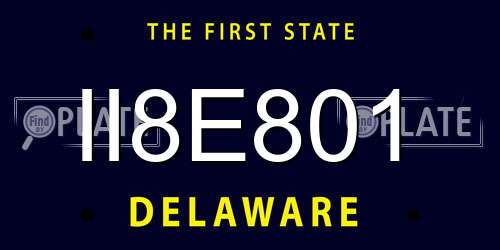 II8E801 Delaware License Plate