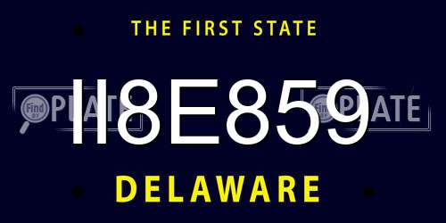 II8E859 Delaware License Plate