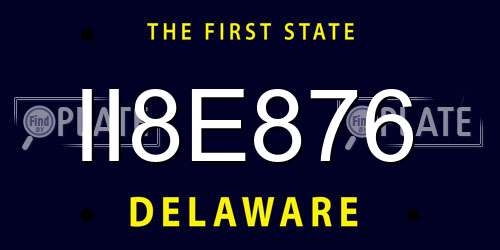 II8E876 Delaware License Plate
