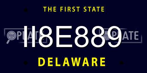 II8E889 Delaware License Plate