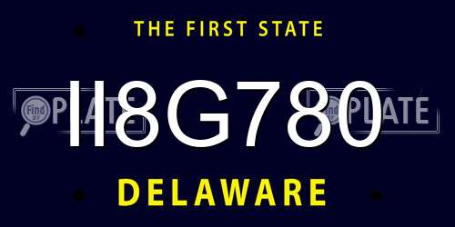 II8G780 Delaware License Plate