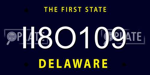 II8O109 Delaware License Plate