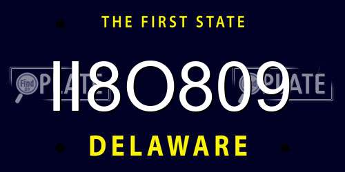 II8O809 Delaware License Plate