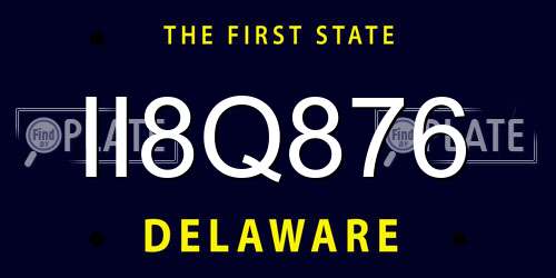 II8Q876 Delaware License Plate