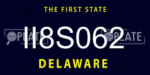 II8S062 Delaware License Plate