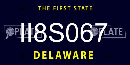 II8S067 Delaware License Plate